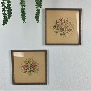 Vintage Floral Plower Framed Art Stationers Prints